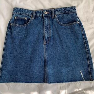 Zara TRF Denim Distressed Skirt